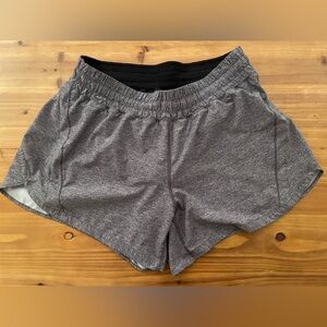 lululemon athletica Women's Heather Gray Athletic Shorts with Black Waistband